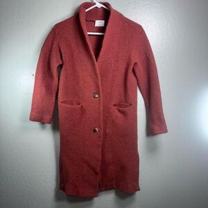 Wilfred 100% Merino Wool Rust Long Coatigan Button Front Size S